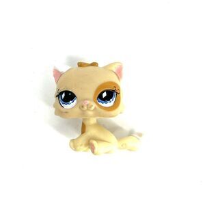 Hasbro Littlest Pet Shop #521 Persian Cat Tan Beige Blue Diamond Eyes LPS Toy